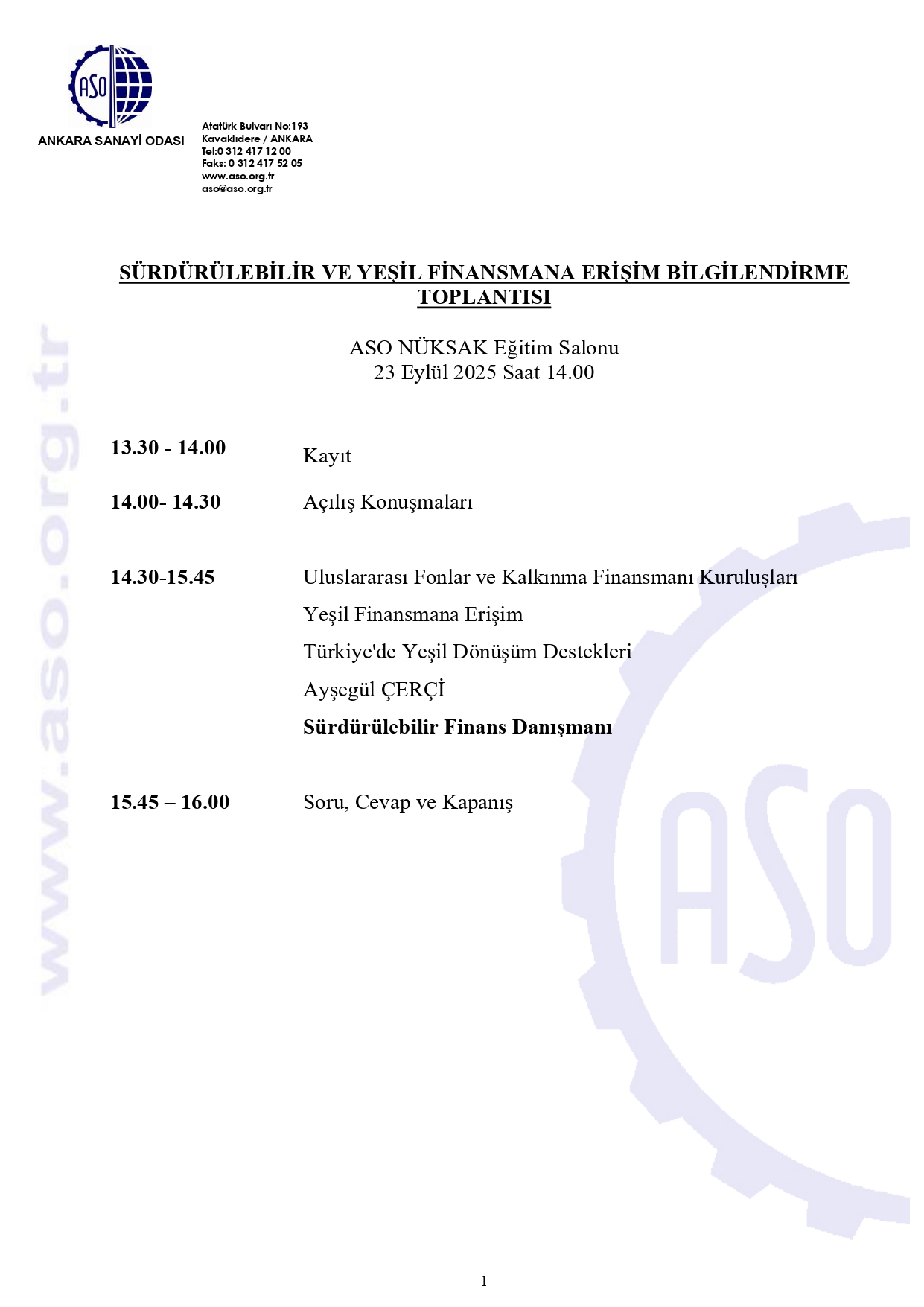 SÜRDÜRÜLEBİLİR VE YEŞİL FİNANSMANA ERİŞİM BİLGİLENDİRME TOPLANTISI