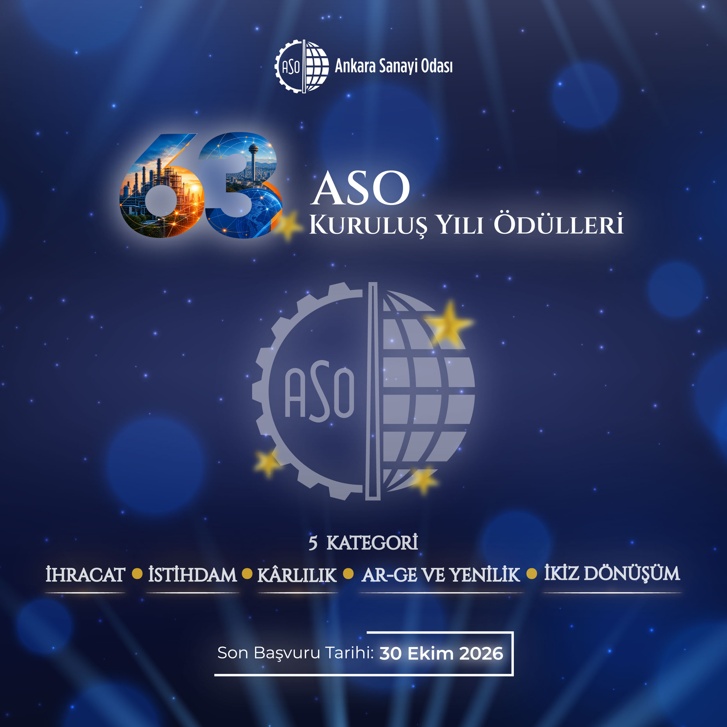 63. ASO Kuruluş Yılı Ödülleri - Son başvuru tarihi 30 Ekim 2026